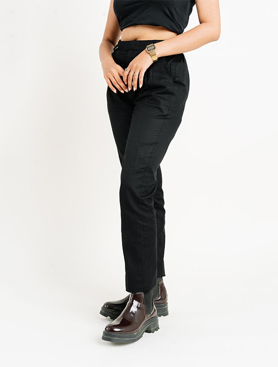 Khadi Chic Straight Black Pants