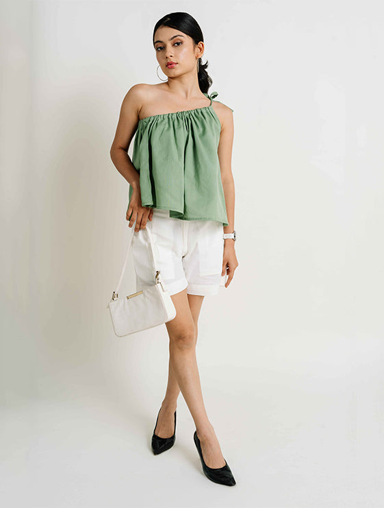 Pistachio one-shoulder top